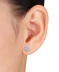 Lab-Created Moissanite Oval Halo Stud Earrings (2-1/3 ct. t.w.) in Sterling Silver