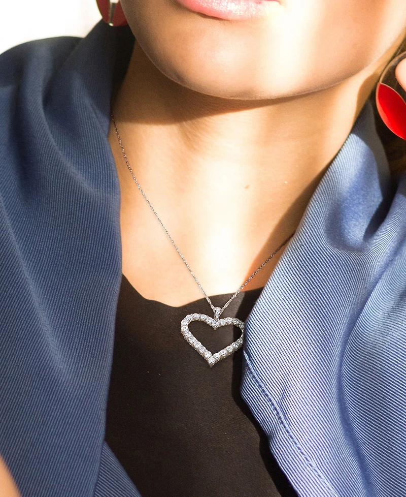 Lab-Grown Moissanite Heart 18" Pendant Necklace (2-2/5 ct. t.w.) in Sterling Silver