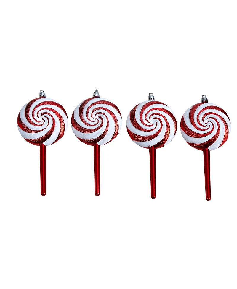 Candy Cane Lollipop 4 Piece Holiday Deluxe Christmas Shatterproof Ornament Set, 7'