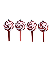 Candy Cane Lollipop 4 Piece Holiday Deluxe Christmas Shatterproof Ornament Set, 7'