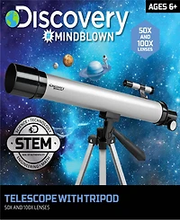 Discovery #Mindblown Telescope with Tripod, 50X and 100X Lenses, Adjustable Pan and Tilt
