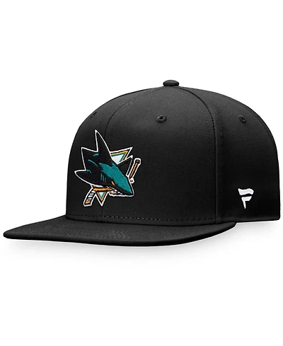 Men's Black San Jose Sharks Core Primary Logo Snapback Adjustable Hat