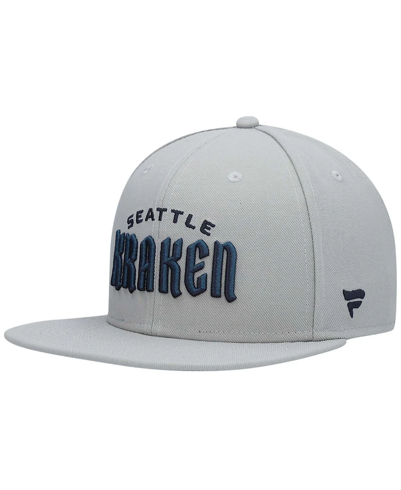 Men's Gray Seattle Kraken Wordmark Logo Snapback Hat