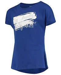 Big Girls Royal Los Angeles Dodgers Brush Stroke Dolman T-shirt