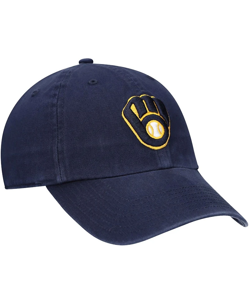 Youth Navy Milwaukee Brewers Team Logo Clean Up Adjustable Hat