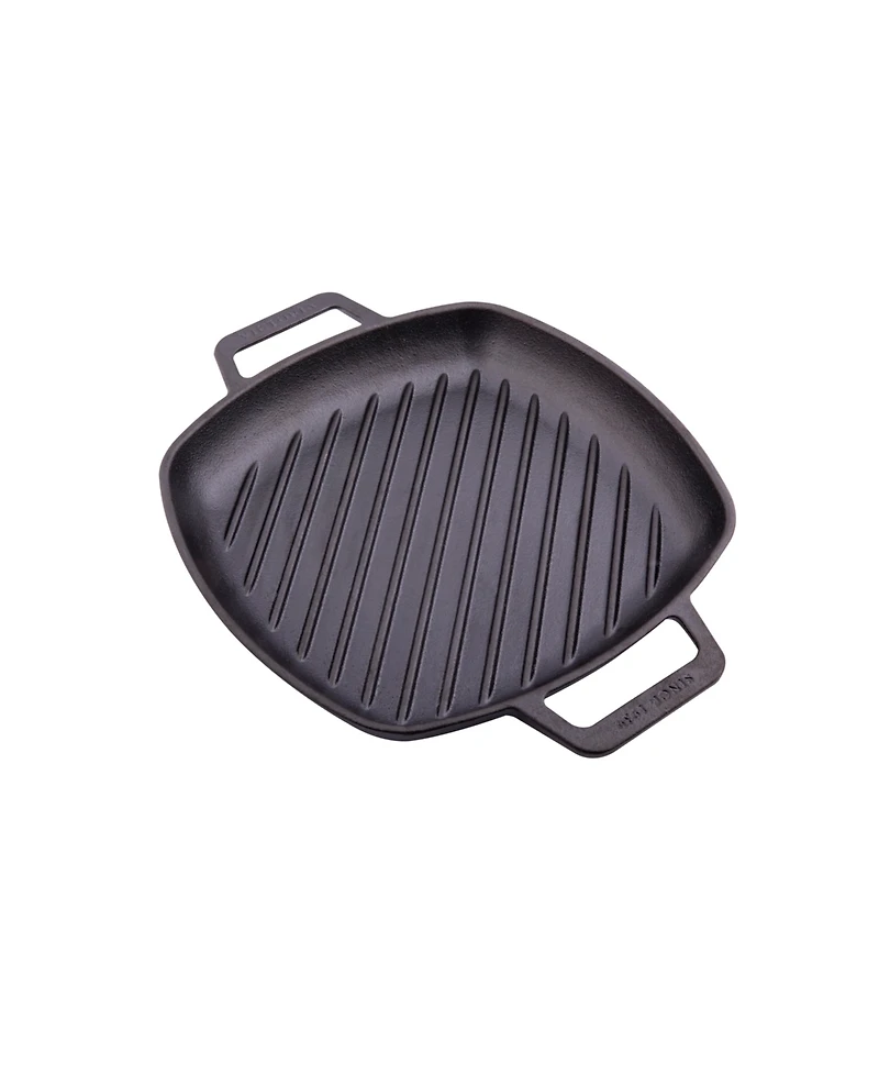 Victoria 10in Square Grill Pan with Double Loop Handles, Seasoned