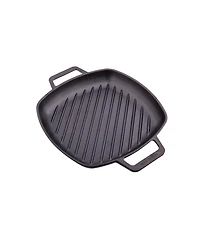 Victoria 10in Square Grill Pan with Double Loop Handles, Seasoned