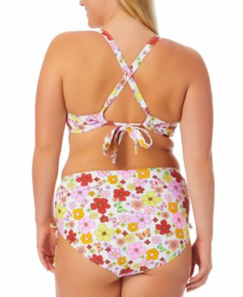 California Waves Plus Size Underwire Floral Bikini Top Bikini Bottoms