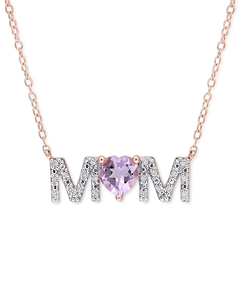 Rhodolite Garnet (4/5 ct. t.w.) & Diamond (1/10 Mom 18" Pendant Necklace 18k Gold-Plated Sterling Silver