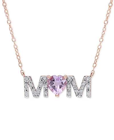 Rhodolite Garnet (4/5 ct. t.w.) & Diamond (1/10 Mom 18" Pendant Necklace 18k Gold-Plated Sterling Silver