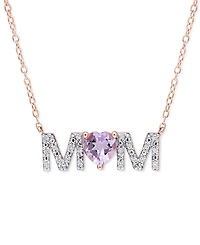 Rhodolite Garnet (4/5 ct. t.w.) & Diamond (1/10 Mom 18" Pendant Necklace 18k Gold-Plated Sterling Silver