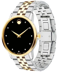 Movado Men's Swiss Museum Classic Diamond-Accent Two-Tone Pvd Stainless Steel Bracelet Watch 40mm