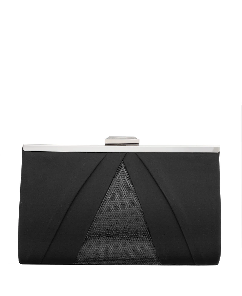 Women's Pleated Stain Crystal Frame Clutch
