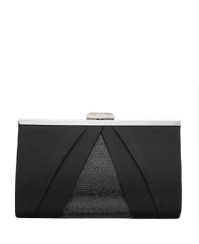 Women's Pleated Stain Crystal Frame Clutch