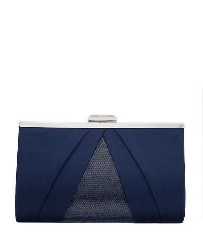 Women's Pleated Stain Crystal Frame Clutch