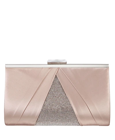 Women's Pleated Stain Crystal Frame Clutch