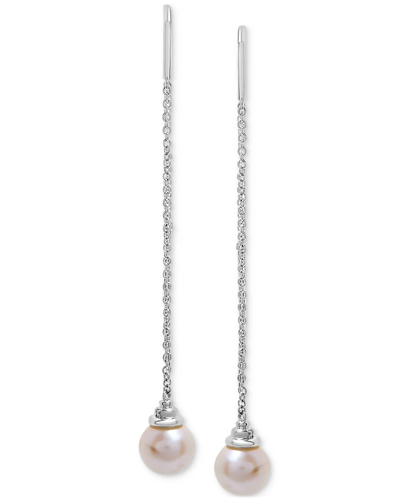 Cultured Freshwater Pearl (8mm) Threader Earrings in Sterling Silver