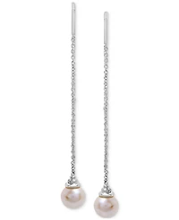Cultured Freshwater Pearl (8mm) Threader Earrings in Sterling Silver