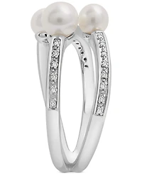Cultured Freshwater Pearl (4 & 5mm) & Diamond (1/20 ct. tw.) Statement Ring in Sterling Silver