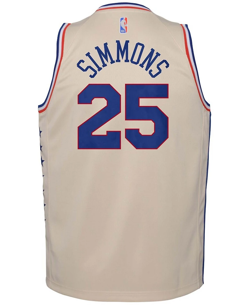 Big Boys and Girls Ben Simmons Cream Philadelphia 76Ers 2020/21 Swingman Player Jersey - Earned Edition