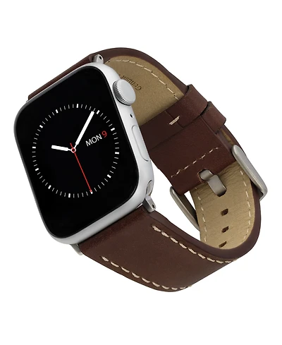 WITHit Smooth Brown Leather Band designed for Apple Watch 42mm (Series 1-3 only) & 44/45/46/49mm (Ultra & Ultra 2)
