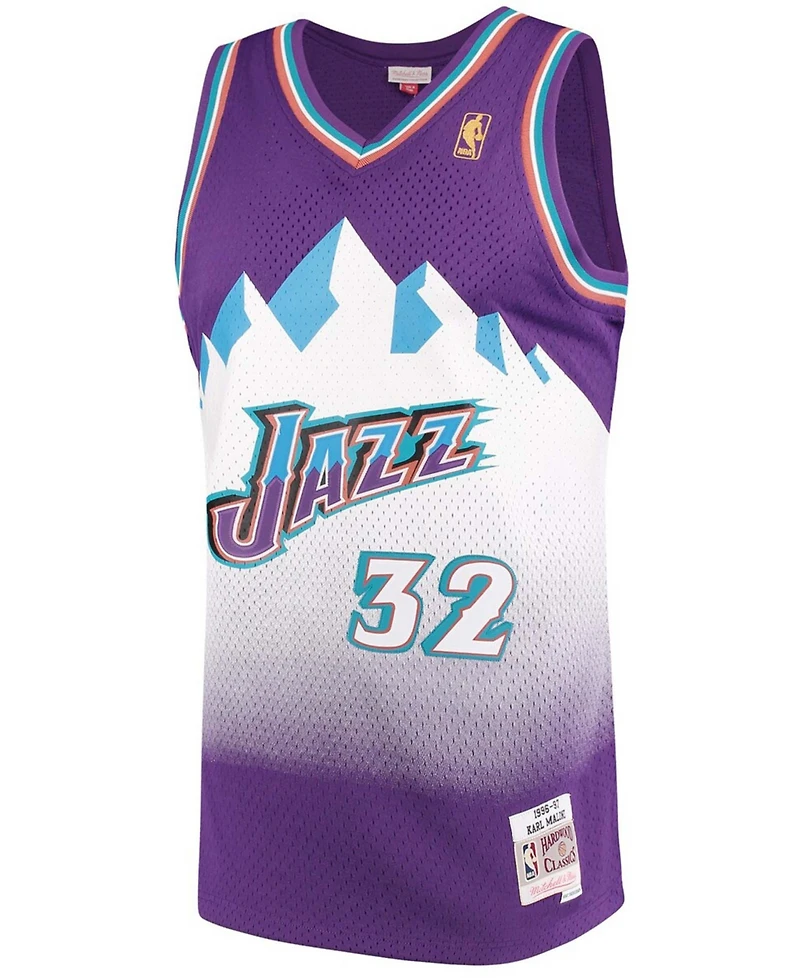 Men's Karl Malone Purple Utah Jazz 1996-97 Hardwood Classics Swingman Jersey