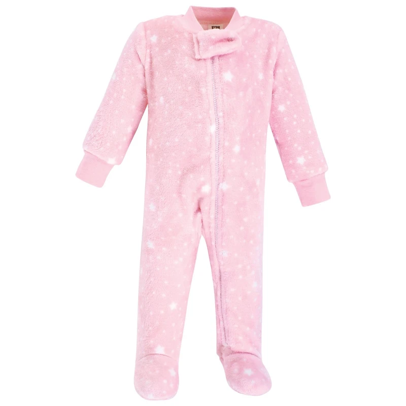 Hudson Baby Baby Girls Hudson Flannel Plush Sleep and Play One Piece and Security Toy Cloud