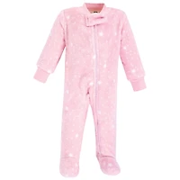 Hudson Baby Baby Girls Hudson Flannel Plush Sleep and Play One Piece and Security Toy Cloud