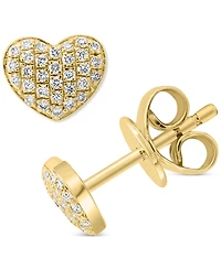Effy Diamond Pave Heart Stud Earrings (1/5 ct. t.w.) in Sterling Silver or 14k Gold-Plated Sterling Silver