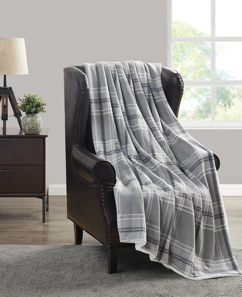 Cannon Cozy Teddy Plaid Blanket, Full/Queen