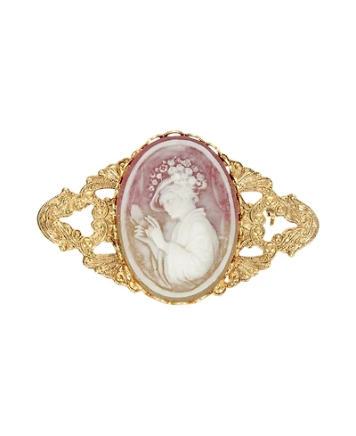 2028 Gold-Tone Carnelian Bar Pin