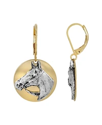 2028 Gold-Tone Silver Horse Head Earrings