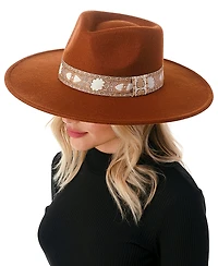 Marcus Adler Women's Wool Blend Felt Hat with Floral Print Band