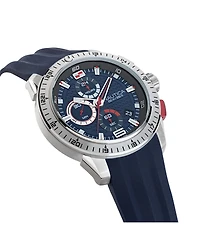 Nautica Men's Blue Silicone Strap Watch 47.5mm