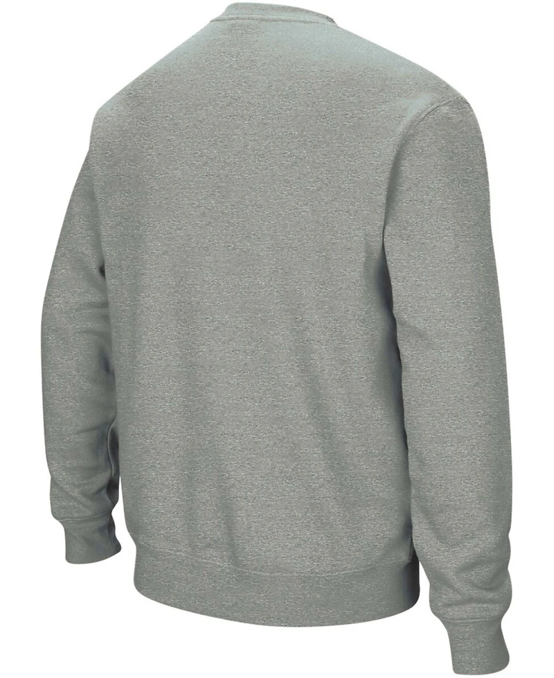Men's Heather Gray Illinois Fighting Illini Arch Logo Crew Neck Sweatshirt
