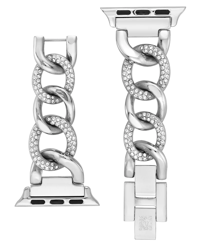 Anne Klein Women's Silver-Tone Alloy Metal with Crystals Link Bracelet designed for Apple Watch 42mm (Series 10) & 38/40/41mm