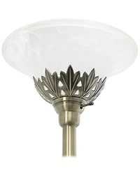 Lalia Home Torchiere Floor Lamp with 2 Reading Lights and Scalloped Glass Shades