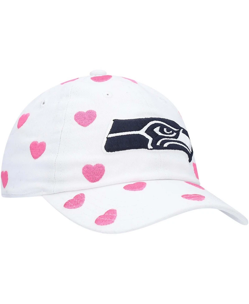 Little Girls White Seattle Seahawks Surprise Clean Up Adjustable Hat