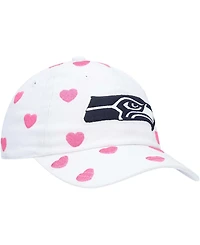 Little Girls White Seattle Seahawks Surprise Clean Up Adjustable Hat