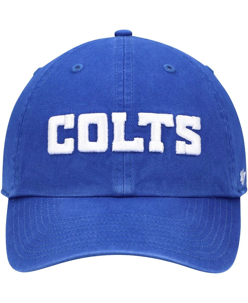 Men's Royal Indianapolis Colts Clean Up Script Adjustable Hat