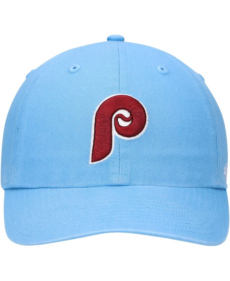 Men's Light Blue Philadelphia Phillies Logo Cooperstown Collection Clean Up Adjustable Hat