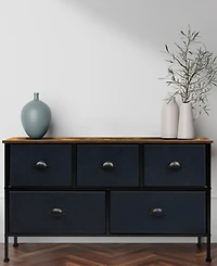 Sorbus 5 Drawers Dresser- Storage Unit with Steel Frame, Wood Top, Fabric Bins - for Bedroom, Closet, Office and more