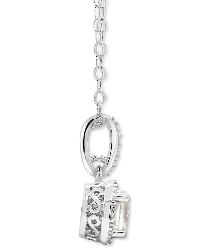 Rhodolite Garnet (1 ct. t.w.) & Diamond Accent Solitaire 18" Pendant Necklace Sterling Silver (Also Citrine, Blue Topaz, Peridot, Amethyst, Wh