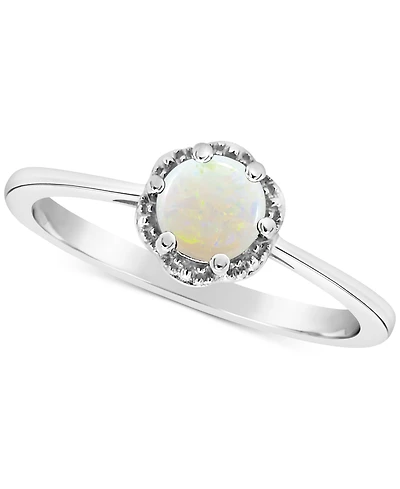 Opal Six Prong Solitaire Ring (1/3 ct. t.w.) in Sterling Silver (Also in Aquamarine)
