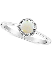 Opal Six Prong Solitaire Ring (1/3 ct. t.w.) in Sterling Silver (Also in Aquamarine)