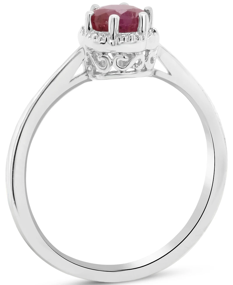 Emerald Six Prong Solitaire Ring (5/8 ct. t.w.) Sterling Silver (Also Ruby & Sapphire)