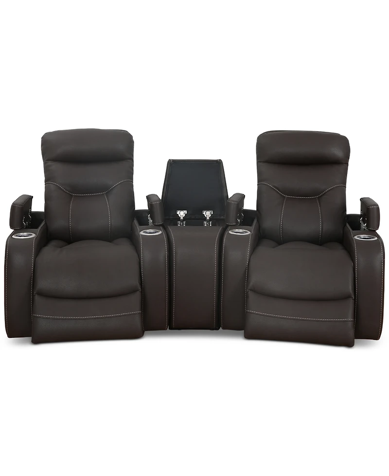 Jabarr 3-Pc. Beyond Leather Theater Seating with 1 Console, Created for Macy's