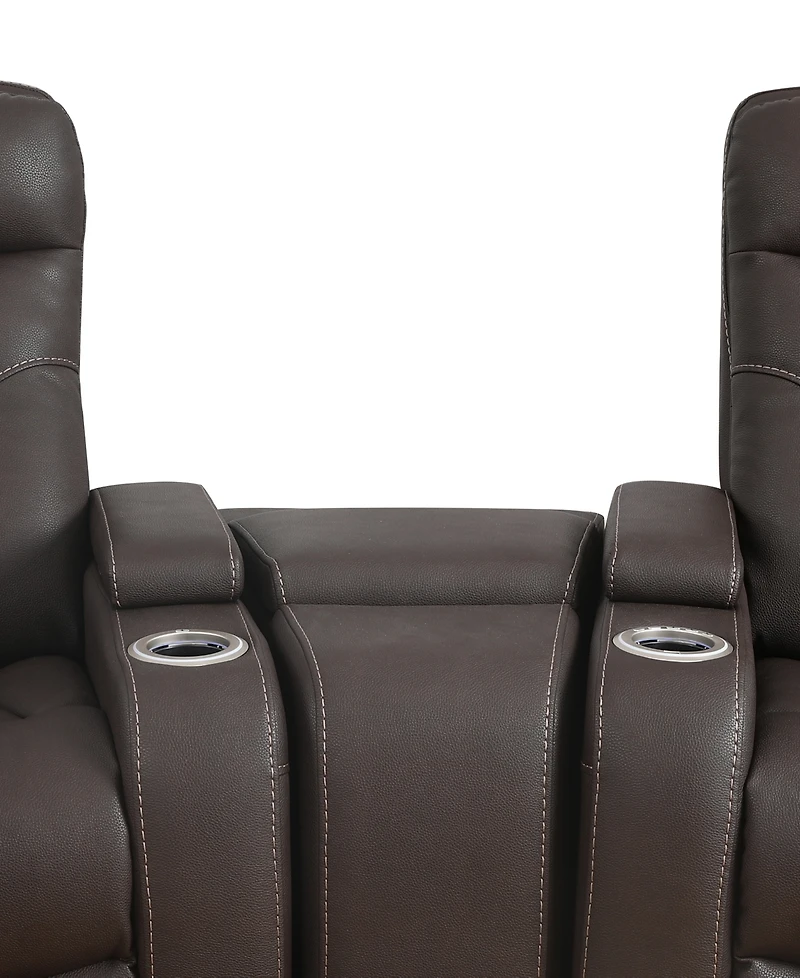 Jabarr -Pc. Beyond Leather Theater Seating with Consoles