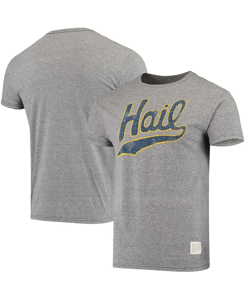 Men's Heather Gray Michigan Wolverines Vintage-Inspired Hail Tri-Blend T-shirt