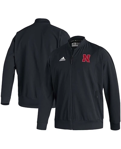 Men's Black Nebraska Huskers 2021 Sideline Woven Full-Zip Bomber Jacket